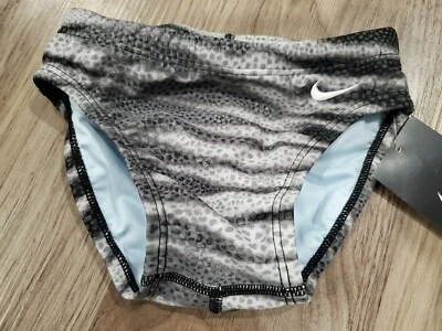 Nike Boys Youth Swim Size 22 XS 6-7 Foil Skin Brief Gray Suit Print Animal - Image 1 of 3