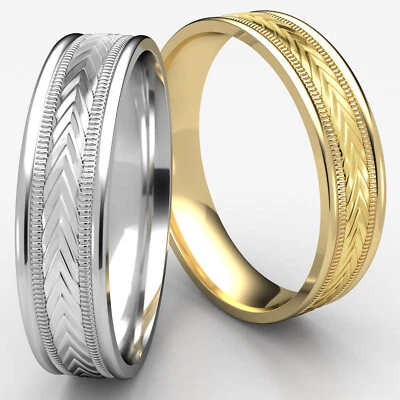 6mm Harvest Of Love Milgrain Edge Man Men's Women's Gold Wedding Band Ring - Image 1 of 4
