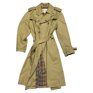VINTAGE CROYDON George Richards Plaid Check Retro Long Trench Coat Mens Small - Picture 1 of 6