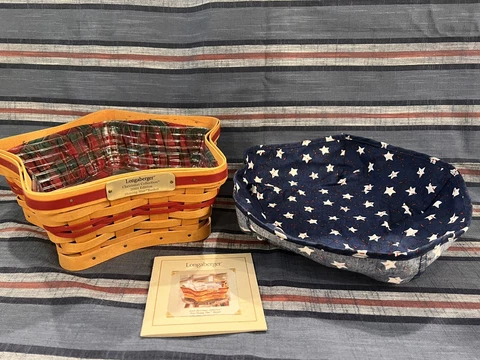 Longaberger 2001 Christmas Collection, Shining Star Basket, Liner & 2 Prints Cover