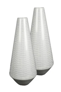 Juego de 2 jarrones decorativos de laca blanca gama Serena - Imagen 1 de 3