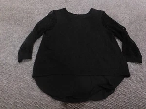 Lucky Brand Sweater Womens Medium Black pullover stretch mesh top - Picture 1 of 16