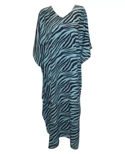 Womens Plus Size Kaftan Handmade Boho Zebra stripe Maxi Batwing Loungewear - Picture 1 of 1