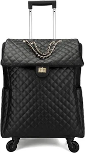 🔥21 in Leather Softside Underseat Carry on Suitcases Travel Duffel Bag w Wheels - Picture 1 of 6