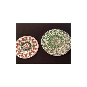 Vintage Nassos Keramik Paradissi Rodos Hand Made Coaster Trivet Tiles - Picture 1 of 5