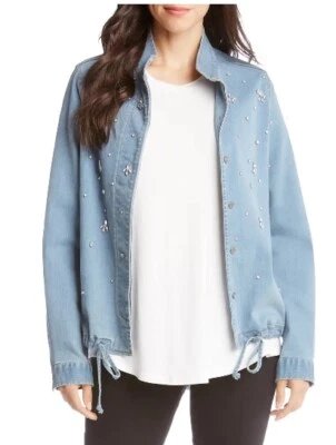 Chaqueta vaquera Karen Kane 251380 adornada para mujer talla pequeña Foto 1 de 2