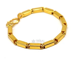 5mm 22kt yellow gold hallmarked solid gold bar Royal baht Chain BraceleT - Picture 1 of 9