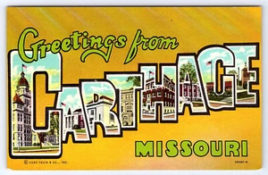 CARTHAGE MISSOURI Large Letters Postcard A10023 - Picture 1 of 2