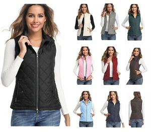 Women's Outwear Vest - Stand Collar Lightweight Zip Quilted Vest for Women - Picture 1 of 56