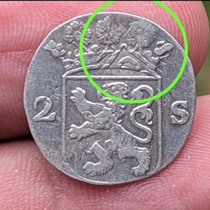 Error Double Struck 1734 Dutch Netherlands VOC 2 Stuiver Silver Holland Coin_227 - Picture 1 of 7