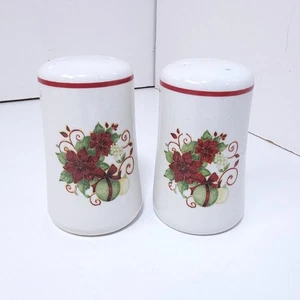 Vintage Natale Poinsettia Sale Pepe Shaker Vacanze Cina - Foto 1 di 4