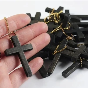 Llavero de madera cruz negra Cristo cristiano accesorio Dios religioso - Imagen 1 de 5