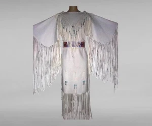 Handmade Native American Style Buckskin Dress - Picture 1 of 2