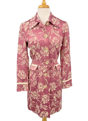 Bisou Bisou 花卉风衣长袖粉色面霜女式 2 码 — 第 1/4 张图片