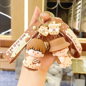 Cute Cartoon Pearl Milk Tea Pendant Keyring Drink Milk Tea Boy Girl Couple Gift - Picture 1 of 10