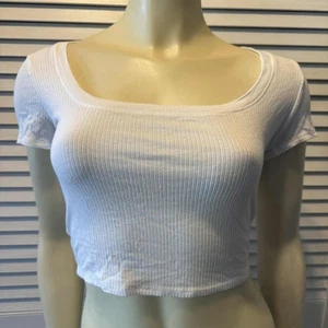 Top corto acanalado blanco corazón y caderas para mujer M - Imagen 1 de 10