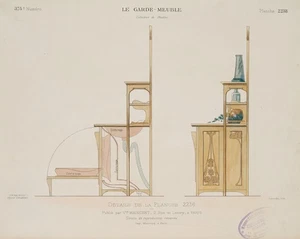LAROCHE (19.Jhd), Möbel-Design, Le Garde-Meuble, Lith. Jugendstil Architektur - Bild 1 von 4