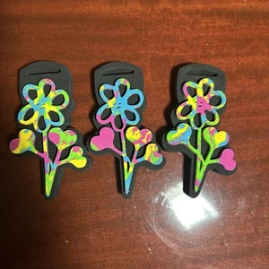 Lote 3 Flores SELLO tinta estampado manualidades álbumes de recortes semental niños espuma gruesa - Imagen 1 de 1