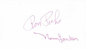 SIGNED INDEX CARD-RON PICHE (DEC. 2011)-NORM LARKER(DEC.2007)! GREAT AUTOGRAPHS! - Picture 1 of 1