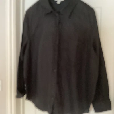 H&M black linen premium womans shirt, oversized XXL - Image 1 of 4