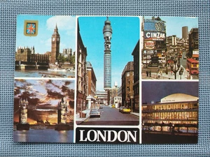 United Kingdom London, England Big Ben Parliament Towers Bridge PO Postcard PC - Picture 1 of 2