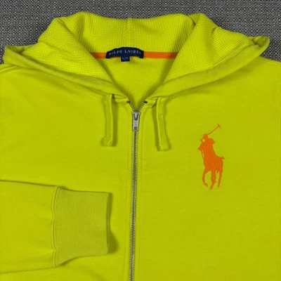 Ralph Lauren Mujer Sudadera con Capucha XL Cremallera Chaqueta Neón Fluorescente Amarillo Big Pony Foto 1 de 4