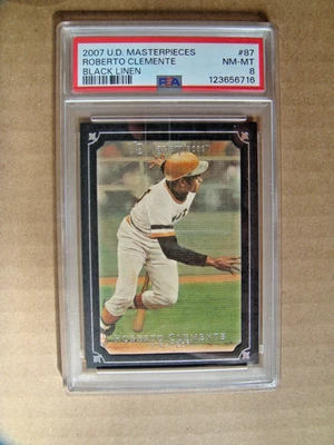 Roberto Clemente 2007 UD Masterpieces baseball Black Linen /99 PSA 8 - Image 1 of 2