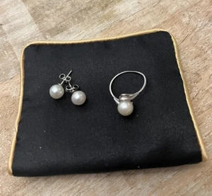 Maui Divers Cultured Pearl Eatings And Pearl Ring ~ 14k Silver~ Size 5 New - Picture 1 of 6