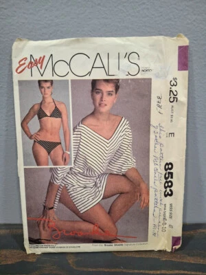McCalls 8583 Brooke Shields Swimsuit & Cover Size 8 Sewing Pattern UNCUT - Image 1 of 4