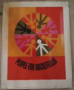 Reduced Rockefeller Presidential Campaign Poster23.25"x29.5" autograph by artist - Picture 1 of 6