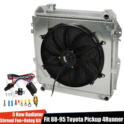 3 Row Radiator+Shroud+Fan For 88-95 Toyota Pickup 4Runner SR5/DLX 3.0L V6 AT/MT - Image 1 of 4