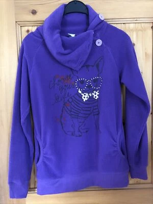 Fleece Pullover Pulli Lang  C&A Lila Motiv Hund mit Strass Steine - f. NEU! 164 - Bild 1 von 4