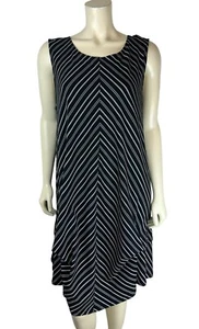 Habitat Sleeveless Chevron Print Dress Size M Pickup Hem Swing Lagenlook Art - Picture 1 of 11