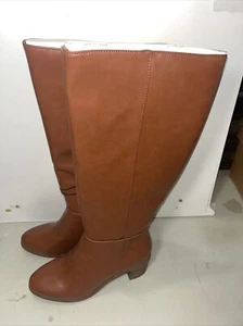 Botas Altas de Coñac a la Rodilla Para Mujer Talla 6.5 HILO UNIVERSAL ATIGRADO Nuevo Bloque - Imagen 1 de 8