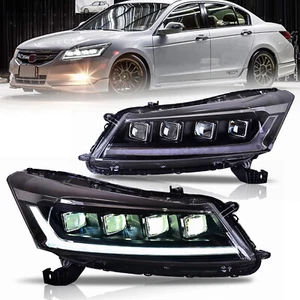 LED Headlights For Honda Accord 2008-2012 DRL Start up Animation 4 Lens 2pcs - Picture 1 of 14