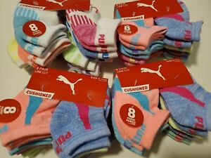 PUMA Kids Low Cut Cushioned  8 pair Size 0-12 Months Colored Socks pick one 