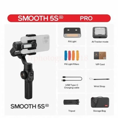 ZHIYUN Smooth 5S AI Pro Handheld Stabilizer 3-Axis Gimbal fr iPhone 15 14 Xiaomi - Image 1 of 4