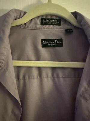 Camisa Christian Dior 16 1/2-35 Para Hombre Botón Plus De Algodón Púrpura Foto 1 de 4