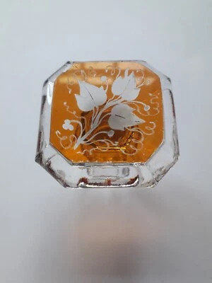 Bouchon cristal ancien teinté et gravé N° 44 - Photo 1/2