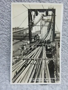 1936 CABLE SPINNING at ANCHORAGE S.F. Oakland Bay Bridge RPPC POSTCARD Calif - Picture 1 of 2