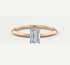 3/4 Ct Emerald E/VVS Lab Created Grown Diamond Engagement Ring 14K Rose Gold - Picture 1 of 1