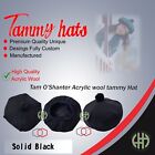 Unisex Great Scottish Highland Tam O Shanter Hat Black Plain Tartan Tammy Hat 