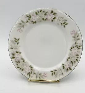Vtg Sheffield Fine China Classic 501 Japan Bread Plate Pink Gray Flower Silver - Picture 1 of 5