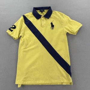 Polo Ralph Lauren Polo Shirt boys XL Yellow Blue Big Pony Sash Rugby - Picture 1 of 10
