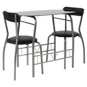 Flash Furniture Sutton 3 pc Space-Saver Bistro Set with Glass Table & Chairs - Picture 1 of 7