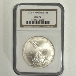 2005-P $1 Marines Silver Dollar NGC MS70. - Picture 1 of 6