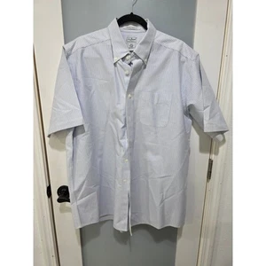 Vintage LL Bean Men's Shirt 16.5 White Blue Stripe Wrinkle Resistant - Picture 1 of 7
