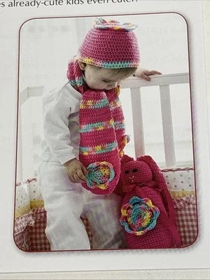 Fantasy Flowers Hat & Scarf Child Size Crochet Pattern Cards Pages - Image 1 of 3