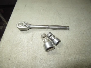Vtg Snap-on 3/8'' drive GF-70S ratchet wrench & 2 flex head sockets 5/8 & 7/8'' - Picture 1 of 19