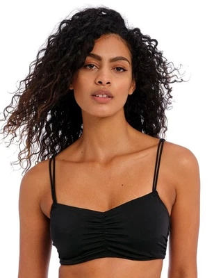 Top de bikini con aros negro liso Jewel Cove Bralette para mujer Foto 1 de 4